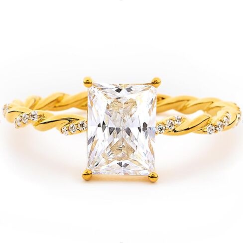 STORYJEWELLERY خواتم خطوبة للنساء، خواتم زفاف للنساء، خاتم سفر بقطع مشع 1.5 قيراط، خاتم زركونيا مكعب مطلي بالذهب، هدايا لها in Saudi Arabia