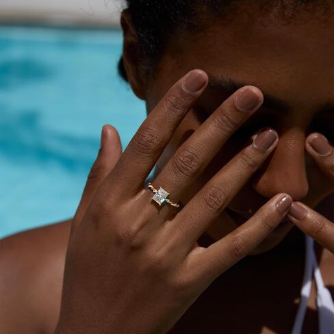 STORYJEWELLERY خواتم خطوبة للنساء، خواتم زفاف للنساء، خاتم سفر بقطع مشع 1.5 قيراط، خاتم زركونيا مكعب مطلي بالذهب، هدايا لها in Saudi Arabia