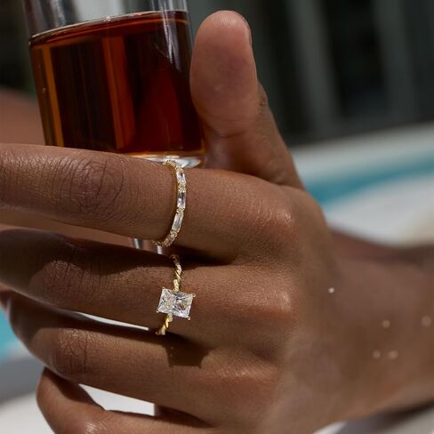 STORYJEWELLERY خواتم خطوبة للنساء، خواتم زفاف للنساء، خاتم سفر بقطع مشع 1.5 قيراط، خاتم زركونيا مكعب مطلي بالذهب، هدايا لها in Saudi Arabia