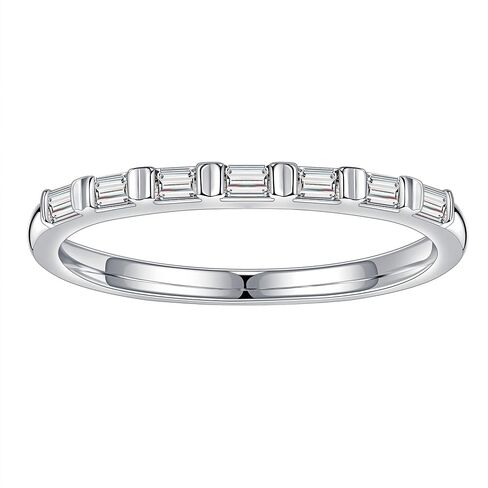 SMILEST Baguette Moissanite Wedding Band for Women, 2MM Lab Created Moissanite 925 Sterling Silver Bar Setting Half Eternity Ring in Saudi Arabia