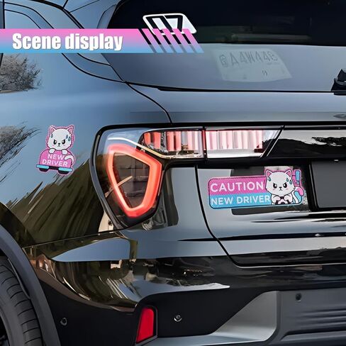 4PCS Cartoon Cat Student Driver Car Magnet, Magnetic Reusable Reflective Car Decal, Cute New Driver Safety Signs Automotive Bumper Stickers in Saudi Arabia