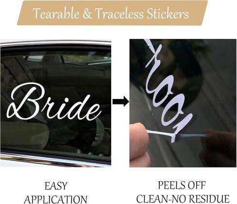 Just Married Car Door Handle Flower Decorations – 6-Piece White Velvet Rose & Iris Bouquet Set with Pearl Chains & Bride/Groom Window Decals for Wedding Cars in Saudi Arabia