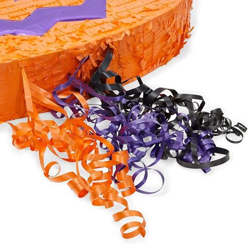 Pumpkin Pinata - 17 x 13 x 3 In, Orange Corrugated Paper, Cute Pumpkin Design - 3 Pull Strings & Easy Fill & Hang - Pinata & Party Decoration in Saudi Arabia