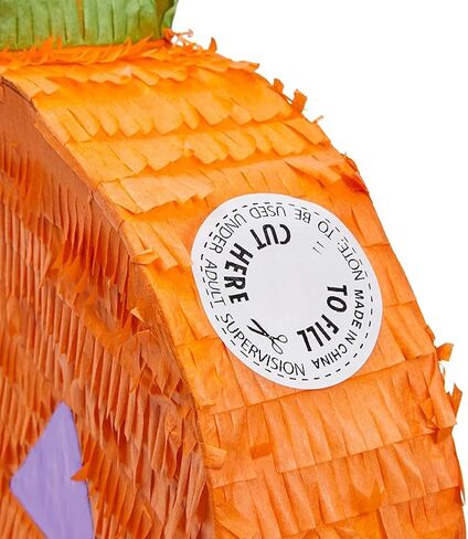 Pumpkin Pinata - 17 x 13 x 3 In, Orange Corrugated Paper, Cute Pumpkin Design - 3 Pull Strings & Easy Fill & Hang - Pinata & Party Decoration in Saudi Arabia