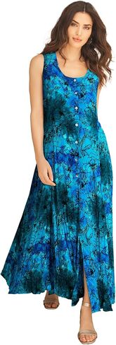 Roaman's Women's Plus Size Button-Front Crinkle Dress with Princess Seams in Saudi Arabia