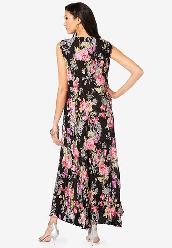 Roaman's Women's Plus Size Button-Front Crinkle Dress with Princess Seams in Saudi Arabia