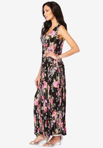 Roaman's Women's Plus Size Button-Front Crinkle Dress with Princess Seams in Saudi Arabia