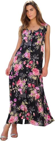 Roaman's Women's Plus Size Button-Front Crinkle Dress with Princess Seams in Saudi Arabia