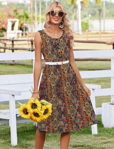 Zeagoo Summer Dresses for Women Flowy Aline Casual Midi Tank Dress Beach Boho Vacation Sundresses Shift Dress with Pockets in Kuwait