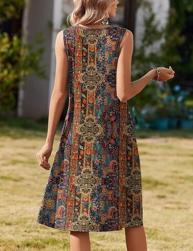 Zeagoo Summer Dresses for Women Flowy Aline Casual Midi Tank Dress Beach Boho Vacation Sundresses Shift Dress with Pockets in Kuwait