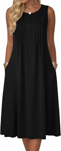 Zeagoo Summer Dresses for Women Flowy Aline Casual Midi Tank Dress Beach Boho Vacation Sundresses Shift Dress with Pockets in Kuwait