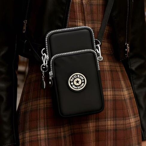 Small Crossbody Bag, Adjustable Strap, Black Mini Phone Wallet Purse, Compact Cell Phone Carrier for Hands-Free Convenience in Saudi Arabia