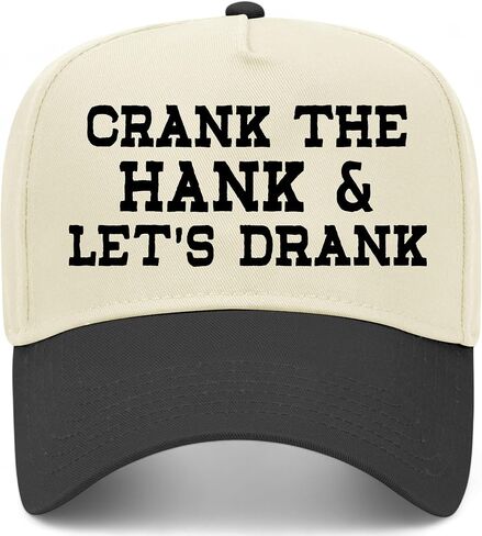 Crank The Hank & Let's Drank V2 Hat | Premium Vintage Trucker Hat with Adjustable Snapback for Men and Women in Saudi Arabia
