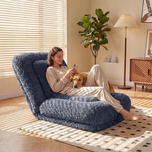 Flamaker Dog Bed, Foldable Human Dog Bed for Adult & Pets with Egg Orthopedic Foam, Adjustable Upholstered Big Bean Bed with 2 Soft Cushions for Living Room, Bedroom, Office (Gray) in Saudi Arabia