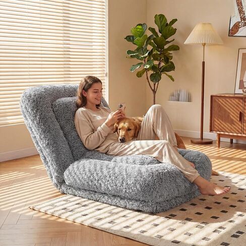 Flamaker Dog Bed, Foldable Human Dog Bed for Adult & Pets with Egg Orthopedic Foam, Adjustable Upholstered Big Bean Bed with 2 Soft Cushions for Living Room, Bedroom, Office (Gray) in Saudi Arabia
