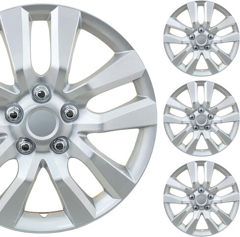 غطاء عجلة سيارة فضي عالمي مقاس 16 بوصة/مجموعة Hubcap | أداة بديلة | مجموعة من 4 | مناسب عالمي لحواف المخزون الأساسية مقاس 16 بوصة in Kuwait