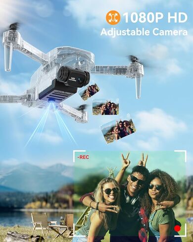 طائرة بدون طيار مع كاميرا - طائرة بدون طيار T6 1080P HD RC، طائرة بدون طيار Fpv للبالغين، مع فيديو مباشر واي فاي، تثبيت الارتفاع، وضع مقطوعة الرأس، مستشعر الجاذبية، مفتاح واحد للإقلاع للأطفال أو المبتدئين in Kuwait