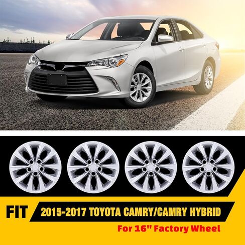 غطاء إطارات العجلات AUTOWIKI مقاس 16 بوصة متوافق مع عجلات Toyota Camry/Camry Hybrid 2015-2017 الفولاذية، مجموعة مواد PP للتركيب مكونة من 4 قطع (16 بوصة، لون طلاء اللاكيه) 42602-06070 in Saudi Arabia