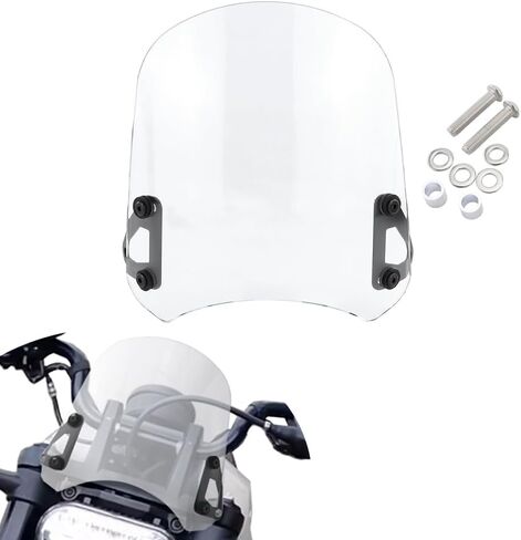 الزجاج الأمامي Xitomer + دعامات فولاذية لـ Harley Sportster S RH1250S 2021 2022 2023 2024 2025، زجاج أمامي PP أسود (دخان) in Kuwait