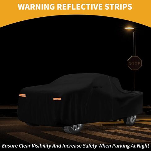 Car Cover Waterproof All Weather 210D-PU, UV Sun Rain Protection, for GMC Sierra, with Left Side Zipper & Mirror Pockets, Black in Saudi Arabia