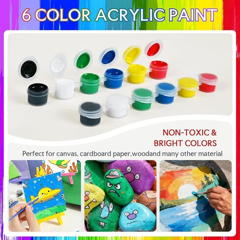 مجموعة 24 قطعة من حامل الرسم الصغير مجموعة طلاء أكريليك صغيرة هدايا عيد الحب تتضمن لوحات قماشية وحوامل خشبية وشرائط طلاء وفرش ولوحات ومآزر وحقائب حمل لأنشطة مجموعة الحرف اليدوية in Kuwait