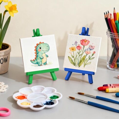 مجموعة 24 قطعة من حامل الرسم الصغير مجموعة طلاء أكريليك صغيرة هدايا عيد الحب تتضمن لوحات قماشية وحوامل خشبية وشرائط طلاء وفرش ولوحات ومآزر وحقائب حمل لأنشطة مجموعة الحرف اليدوية in Kuwait