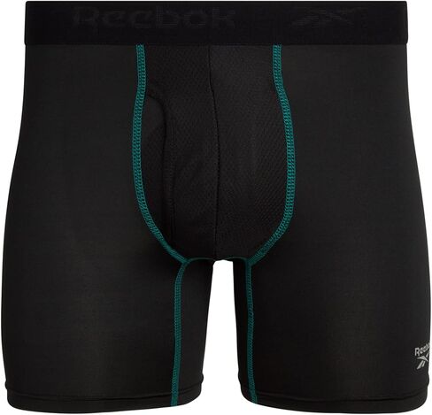 Reebok Men's Boxer Briefs - 4 Pack Soft Performance Boxers for Men with Fly Pouch - Quick Dry Active Mens Underwear Pack S-XL, Size Large, Black Contrast in Saudi Arabia