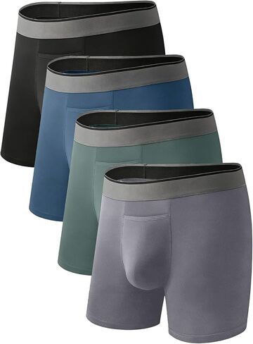 HOOFESAN Men's Underwear Boxer Briefs Soft Breathable Trunks Underwear No Ride Up Boxer Briefs for Men Multipack in Saudi Arabia