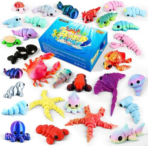 Valentines Day Gifts Cards for Kids 28 Pack 3D Printed Animals Axolotl, Articulated Mini Axolotl Toys with Valentine Cards for Boys & Girls Toddle School Classroom Exchange Party Favors Prizes in Saudi Arabia