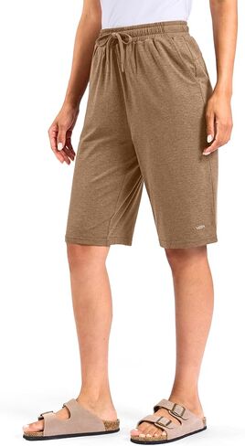 Viodia 9"/11" Comfy Bermuda Shorts for Women Sweat Knit Long Shorts Knee Length Jersey Shorts for Lounge Casual in Kuwait