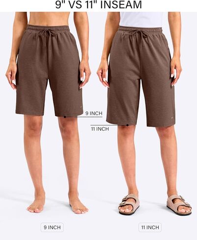 Viodia 9"/11" Comfy Bermuda Shorts for Women Sweat Knit Long Shorts Knee Length Jersey Shorts for Lounge Casual in Kuwait