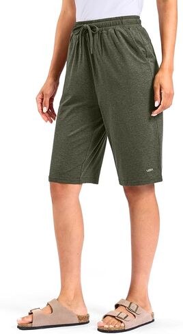 Viodia 9"/11" Comfy Bermuda Shorts for Women Sweat Knit Long Shorts Knee Length Jersey Shorts for Lounge Casual in Kuwait