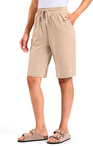 Viodia 9"/11" Comfy Bermuda Shorts for Women Sweat Knit Long Shorts Knee Length Jersey Shorts for Lounge Casual in Kuwait