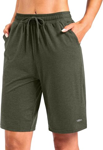 Viodia 9"/11" Comfy Bermuda Shorts for Women Sweat Knit Long Shorts Knee Length Jersey Shorts for Lounge Casual in Kuwait