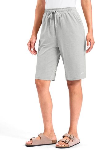 Viodia 9"/11" Comfy Bermuda Shorts for Women Sweat Knit Long Shorts Knee Length Jersey Shorts for Lounge Casual in Kuwait