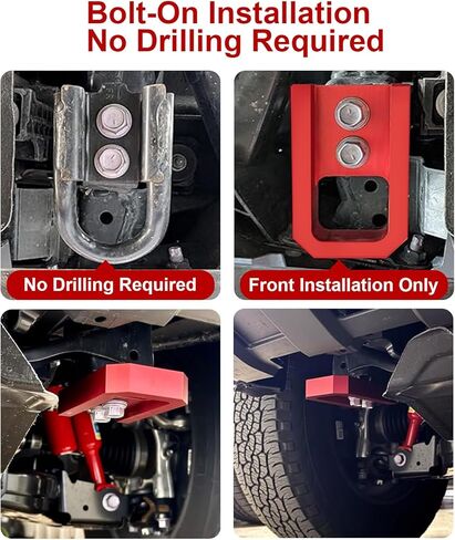Front Tow Hook for Tacoma, 2 Pack Red T6061 Aluminum Recovery Hooks, Bolt-On Fit for Tacoma 2024–2026, 4Runner 2025–2026, Land Cruiser 250 2024–2025 in Saudi Arabia