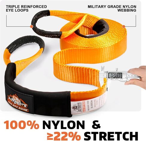 AUTOBOTS Tow Strap Heavy Duty 3" x 30 ft (35,000 lbs) with Shackle Hitch Receiver Hooks Winch Recovery Rope Towing Strap Offroad Recovery Kit for Jeep Truck Vehicle in Kuwait