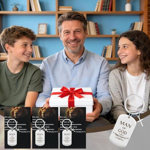 24 حزمة من هدايا رجل الله للرجال من الفولاذ المقاوم للصدأ مع بطاقات هدايا، صور أسد 1 تيموثي 6:11 رموز روحية، هدايا مسيحية كبيرة للرجال الآباء الكهنة، مع حقائب ذاتية اللصق in Kuwait