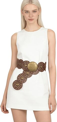 Women Wide Western Disc Belt Vintage Hollow Cowgirl Belts Boho Out Round Belt for Dress Jeans in Saudi Arabia