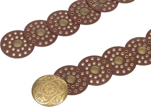 Women Wide Western Disc Belt Vintage Hollow Cowgirl Belts Boho Out Round Belt for Dress Jeans in Saudi Arabia