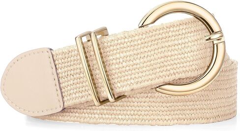 XZQTIVE Women Straw Woven Summer Belt for Dress Ladies Stretchy Elastic Raffia Rattan Boho Belt Fashion Waist Belts in Kuwait