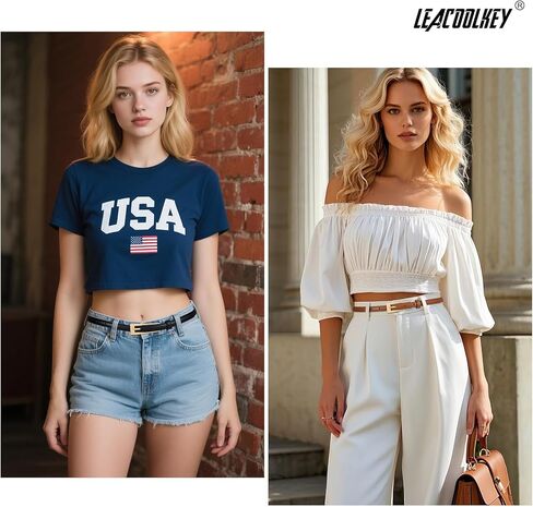 أحزمة LEACOOLKEY النسائية الضيقة لسراويل الجينز المكونة من قطعتين من أحزمة الخصر الجلدية الرقيقة in Saudi Arabia