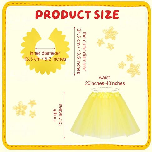 مجموعة أزياء شخصية القصص المصورة مكونة من 4 قطع تتضمن قبعة حمراء وياقة صفراء وتنورة توتو من التول الأصفر وجوارب طويلة بيضاء للحفلات التنكرية in Kuwait