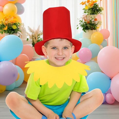 مجموعة أزياء شخصية القصص المصورة مكونة من 4 قطع تتضمن قبعة حمراء وياقة صفراء وتنورة توتو من التول الأصفر وجوارب طويلة بيضاء للحفلات التنكرية in Kuwait