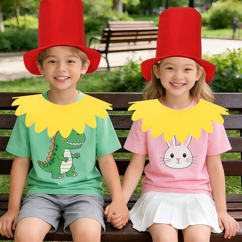 مجموعة أزياء شخصية القصص المصورة مكونة من 4 قطع تتضمن قبعة حمراء وياقة صفراء وتنورة توتو من التول الأصفر وجوارب طويلة بيضاء للحفلات التنكرية in Kuwait