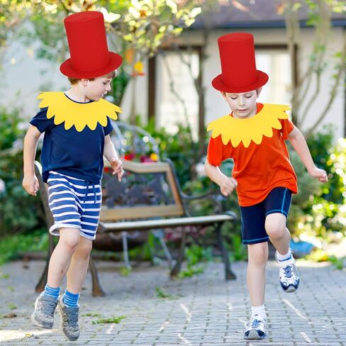 مجموعة أزياء شخصية القصص المصورة مكونة من 4 قطع تتضمن قبعة حمراء وياقة صفراء وتنورة توتو من التول الأصفر وجوارب طويلة بيضاء للحفلات التنكرية in Kuwait