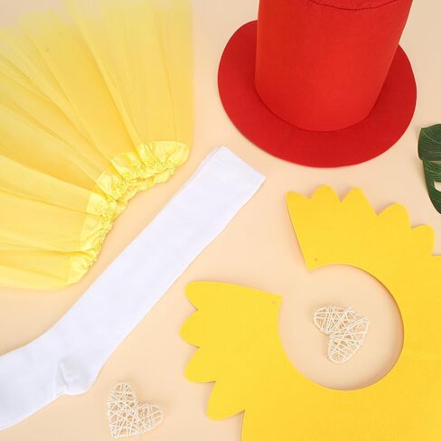 مجموعة أزياء شخصية القصص المصورة مكونة من 4 قطع تتضمن قبعة حمراء وياقة صفراء وتنورة توتو من التول الأصفر وجوارب طويلة بيضاء للحفلات التنكرية in Kuwait