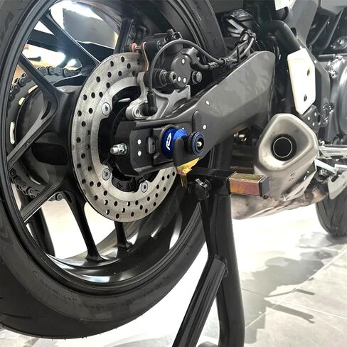متوافق مع 2026 R7 YZF R7 2025 YZFR7 2024 2023 2022 R7 ملحقات الدراجة النارية ذات العجلات الخلفية Frok Sliders المحور الواقي من التصادم بكرات Swingarm حامل منزلق (أزرق) in Kuwait