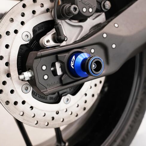 متوافق مع 2026 R7 YZF R7 2025 YZFR7 2024 2023 2022 R7 ملحقات الدراجة النارية ذات العجلات الخلفية Frok Sliders المحور الواقي من التصادم بكرات Swingarm حامل منزلق (أزرق) in Kuwait