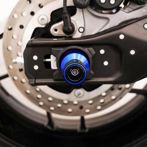 متوافق مع 2026 R7 YZF R7 2025 YZFR7 2024 2023 2022 R7 ملحقات الدراجة النارية ذات العجلات الخلفية Frok Sliders المحور الواقي من التصادم بكرات Swingarm حامل منزلق (أزرق) in Kuwait